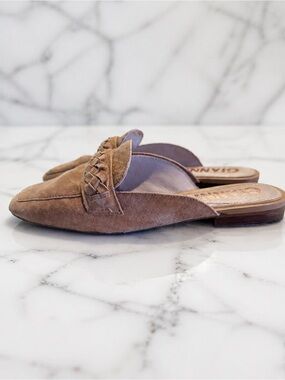Gianni Bini Taupe Suede Braided Slip-On Mules